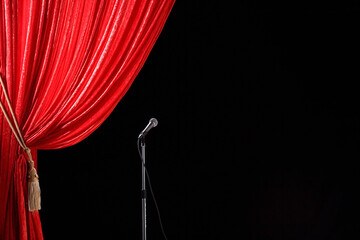 Curtain and microphone on stage