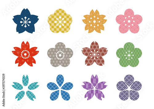 和柄の桜 アイコンセット イラスト カラフル Wall Mural Osame