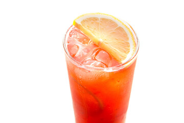 red cocktail with lemon and ice