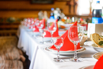 Table setting,festive event and table setting,dishes and snacks when setting tables.