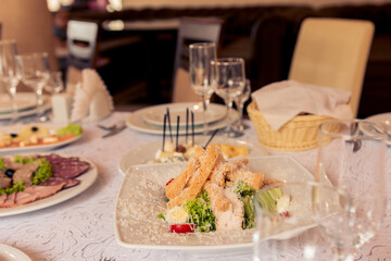 Table setting,festive event and table setting,dishes and snacks when setting tables.