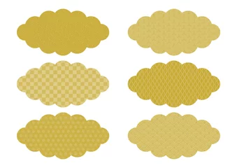 Rolgordijnen 和柄の雲のイラストセット（金色） © osame