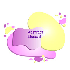 Vector illustraton. Abstract element, dynamical shapes and lines, gradient graphic design for banner, postcard, background with flowing liquid forms, yellow and purple colours.