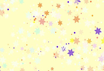 Light Blue, Yellow vector template with ice snowflakes.