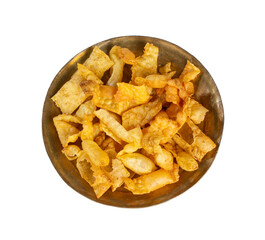 Indian Breakfast Dish Sola Fali or Masala Papri Served With Green Chutney
