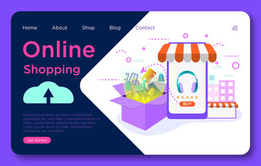 Digital online shopping landing page template