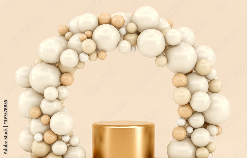 Aufkleber winter christmas scene with a podium backdrop for product display. 3d render.
