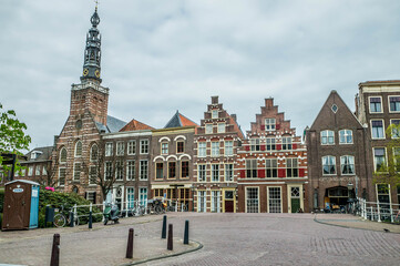City centre of Leiden, Netherlands, Holland, photographed with sony a58 in April 2017. Spring