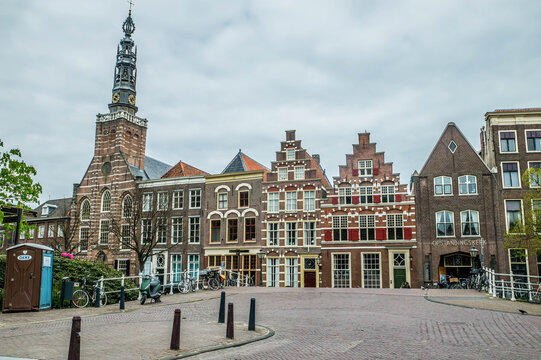 City centre of Leiden, Netherlands, Holland, photographed with sony a58 in April 2017. Spring