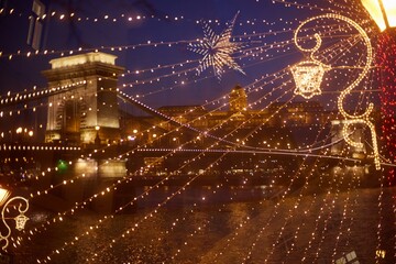 Christmas lights in the city abstract image