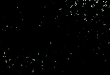 Dark green, yellow vector template with man, woman symbols.