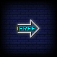 Obraz premium Free neon signs style text with right arrow and exclamation mark