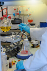 Scientific and chemical research in a laboratory