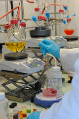 Scientific and chemical research in a laboratory