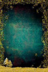 Christmas cards, golden fir tree