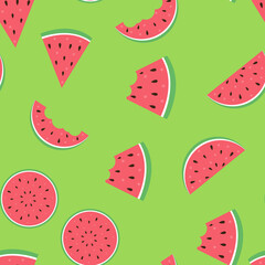 Watermelon Seamless Pattern Background. Vector Illustration