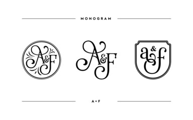 AF Letter Logo Design. Creative Vintage Modern A F Letters icon vector Illustration. Monogram stock wedding invitation.