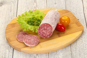 Italian dry Saliami pork sausage