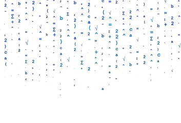 Light BLUE vector background with Digit symbols.