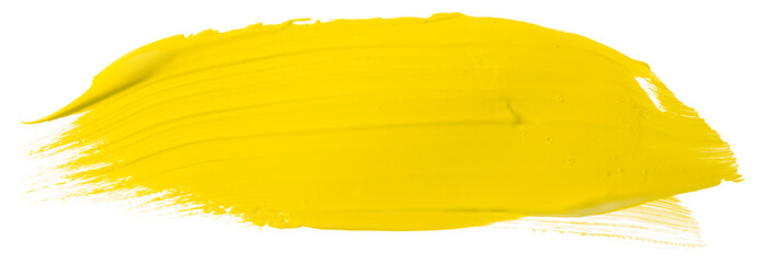 Acrylic stain yellow element on white background isolated