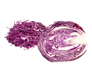 fresh red cabbage on white background