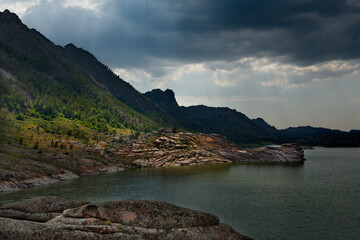 Eastern Kazakhstan. Around the mountains of Bayanaul are three beautiful lakes, one of which is the lake Toraigyr.