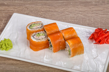 Japanese traditional roll with salmon