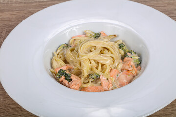 Italian Pasta with salmon and broccoli