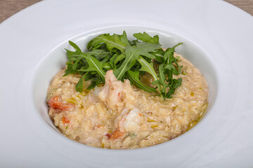 Italian risotto with prawn and rucola