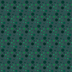 Tidewater green geometric pattern of small, large circles. Tidewater green background with light, dark green abstract