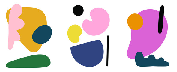 abstract minimalist art set of 3 organic shapes nordic aesthetic vector illustration