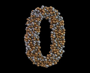Light gold digit zero on the background. 3D
