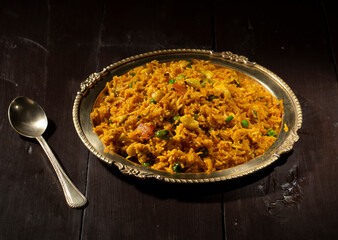 Indian Cuisine Food Kashmiri Pulao is A Delicious Rice Preparation Where Rice is Cooked in Milk and is Loaded With Dry Fruits And Vegetables