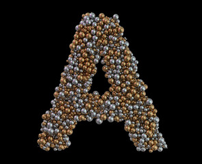 Light gold letter A on the background. 3D