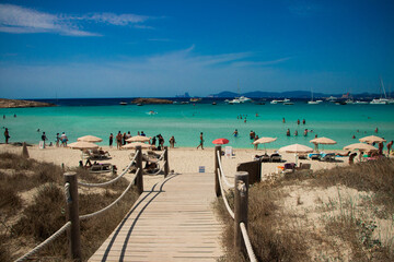 beach with boats from formentera 