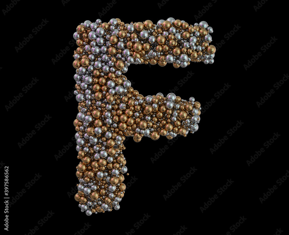 Wall mural Light gold letter F on the background. 3D