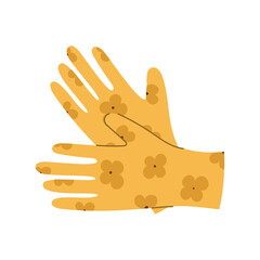 Obraz premium Garden gloves isolated icon. Yellow cleaning or medical glove. Flat vector illustration.