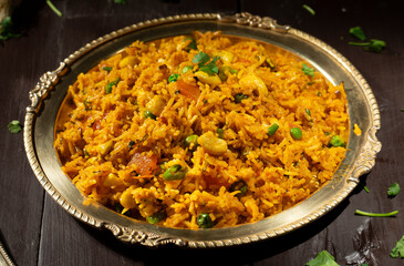 Indian Cuisine Food Kashmiri Pulao is A Delicious Rice Preparation Where Rice is Cooked in Milk and is Loaded With Dry Fruits And Vegetables