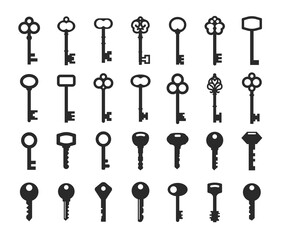 Key collection old and new - vector silhouette