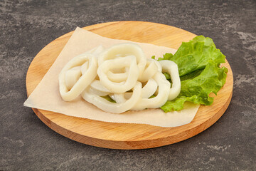 Raw squid rings for cooking