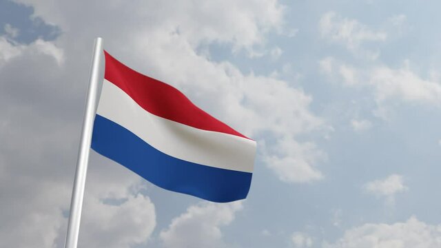 Netherlands Flag with 3D Rendering Closeup Cinematic. 4K