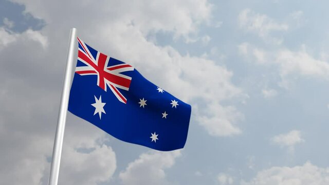 Australia Flag with 3D Rendering Closeup Cinematic. 4K