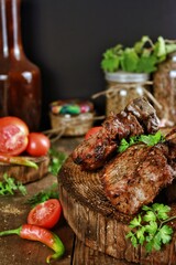 grilled steak with vegetables