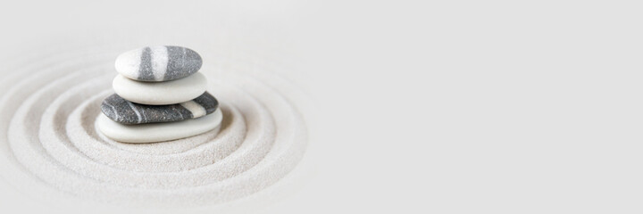 Zen japanese garden background. Horizontal banner