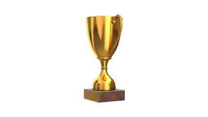 3D render of Gold Trophy Cup isolated on white