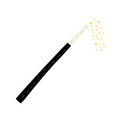 Magic wand isolated on white background. Cartoon magic element for trick hand drawn sketch white color.