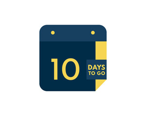 10 days to go calendar icon on white background, 10 days countdown, Countdown left days banner image