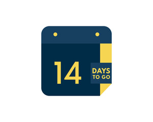 Fototapeta premium 14 days to go calendar icon on white background, 14 days countdown, Countdown left days banner image