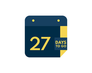 27 days to go calendar icon on white background, 27 days countdown, Countdown left days banner image