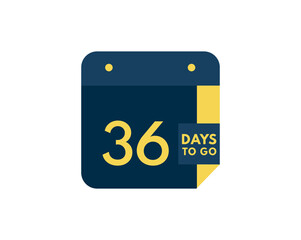 36 days to go calendar icon on white background, 36 days countdown, Countdown left days banner image